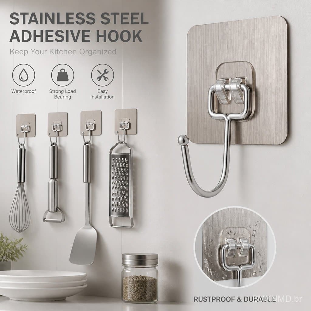 10 Ganchos Adesivos Parede Multi Funcional Autocolante Casa Cozinha Quarto Banheiro