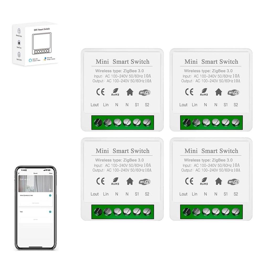 Mini interruptor de relé ZigBee3.0, o interruptor de luz inteligente ZigBee requer um hub Zigbee e um controle remoto de