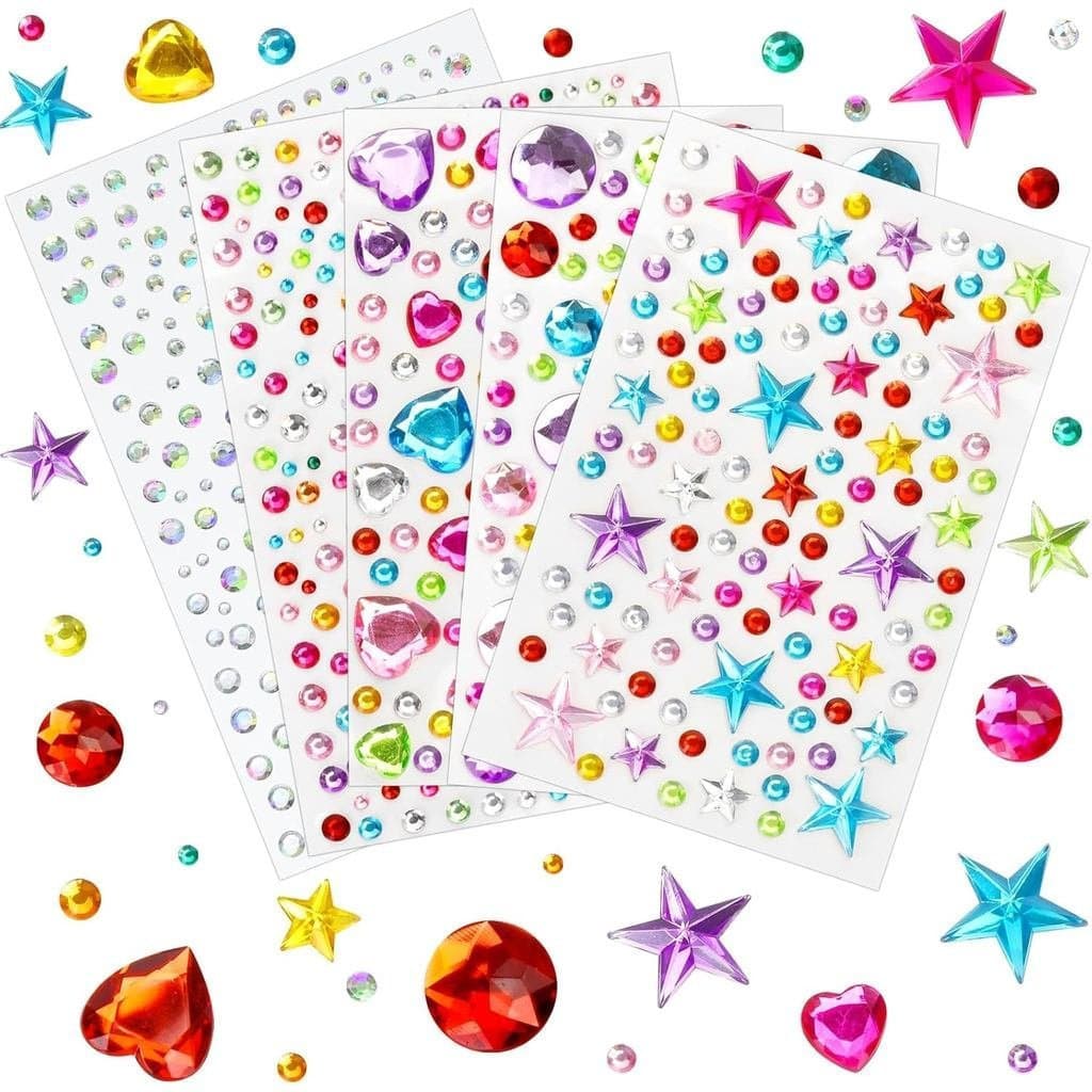 Easter Gem Stickers Rhinestones for Crafts Scrapbook Supplies, Sparkling Cute Star Heart Round Small Stickers, Glitter J
