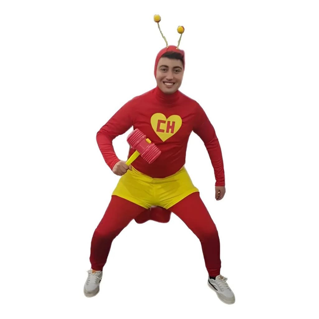 Fantasia de Chapolin Colorado Cosplay Chaves Conjunto Completo para Adultos e Crianças Leve e Macio + Mace Grátis GB08