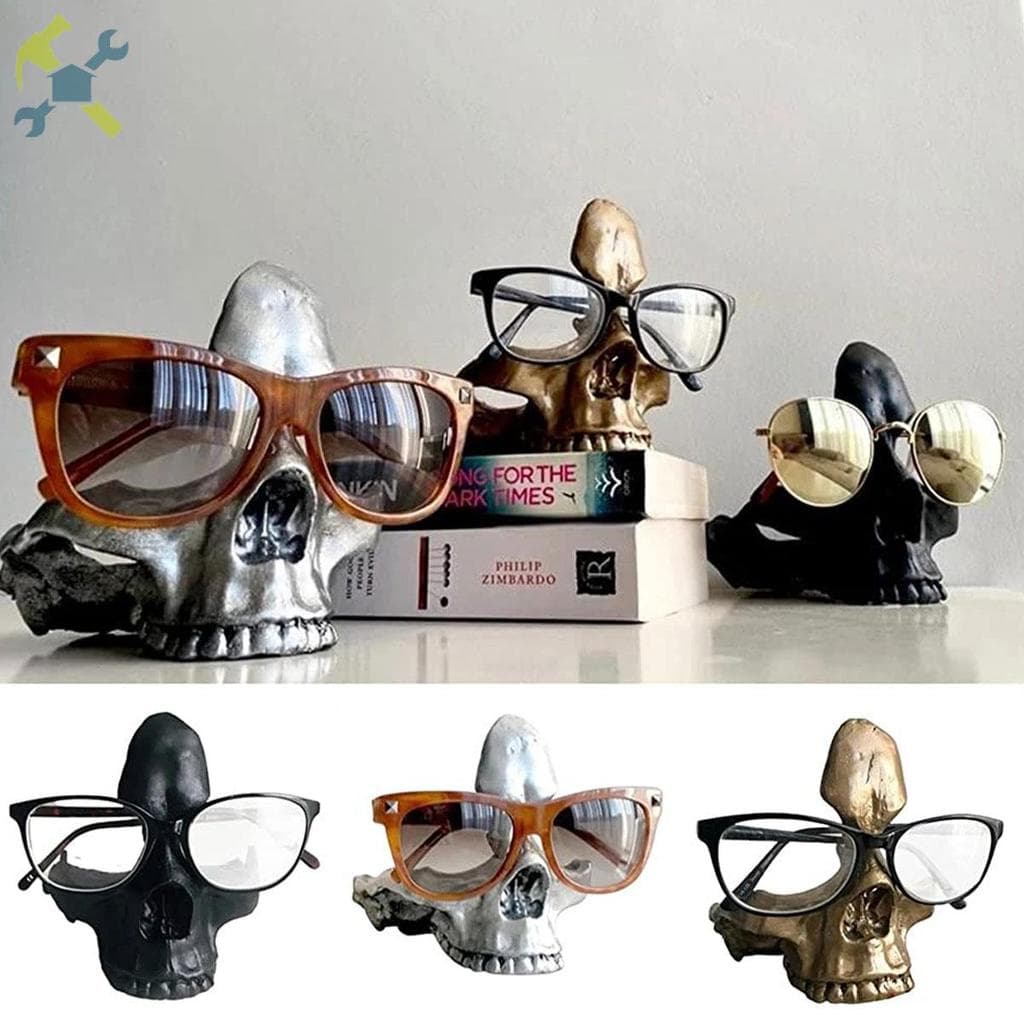 Crânio Óculos Suporte Criativo Esqueleto Titular Resina Estátua Ornamento Para Decoração De Mesa SHOPTKC5131