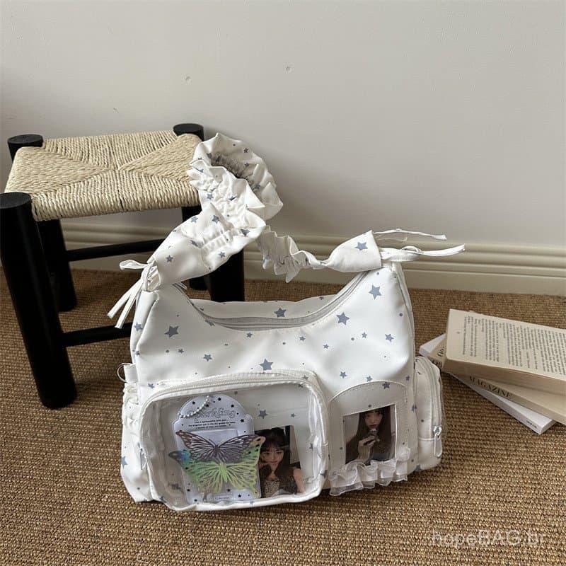 Bolsa Ita Versátil Estilo Universitário Simples de Grande Capacidade para Livros Escolares, Bolsa Transversal Transparen