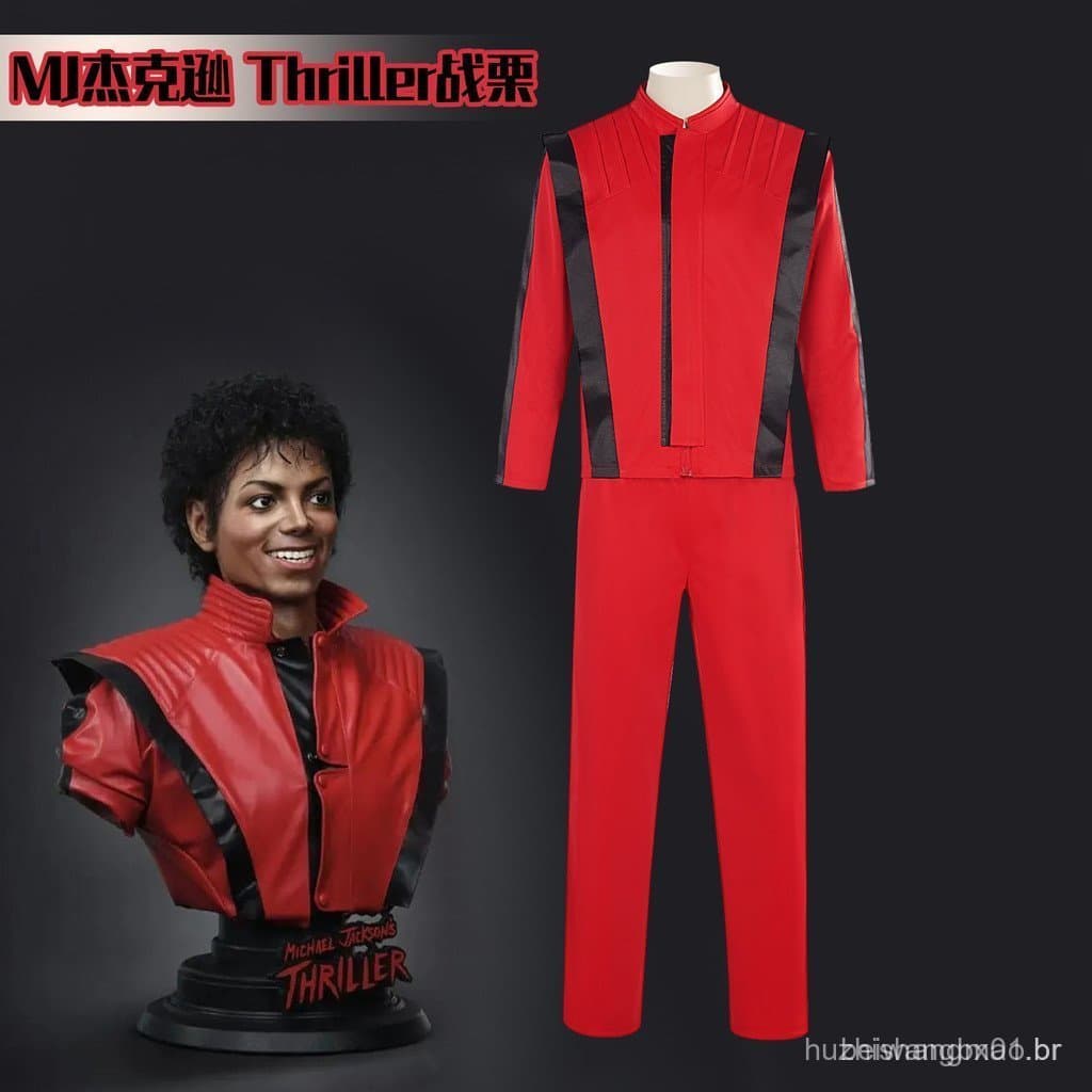 Fantasia de cosplay do Michael Joseph Jackson, conjunto clássico de jaqueta vermelha do filme Thriller, roupa completa e