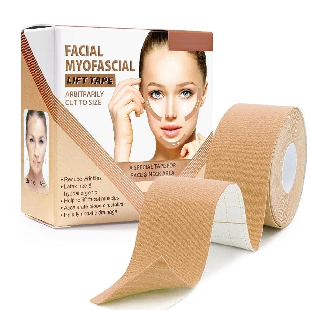 Fita de Lifting Miofascial Facial – Fita Especial para a Área do Rosto e Pescoço, Reduz Rugas, Eleva a Pele do Rosto, Hi