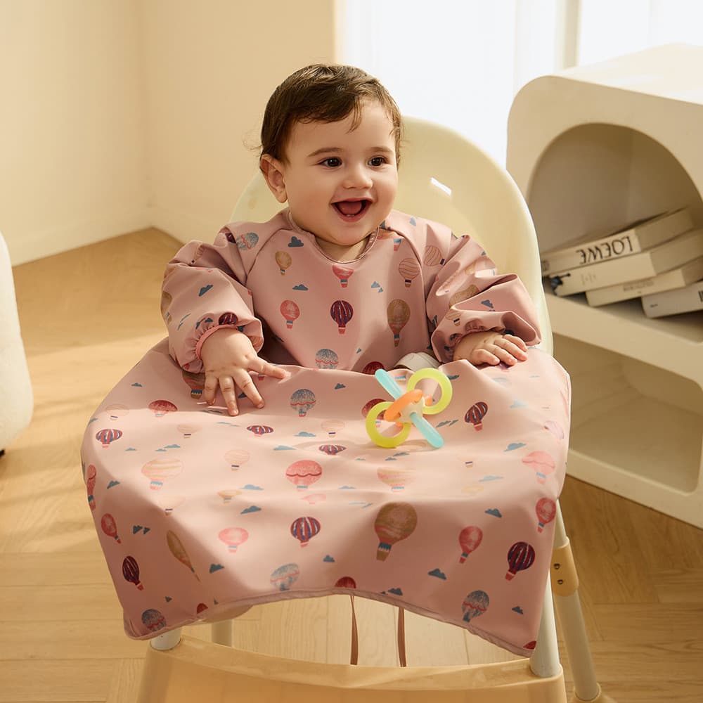 Bebê Comendo Cadeira De Jantar Integrada Bata Crianças Tudo Incluído Arroz Bolso Babador Roupas Comida Complementar À Pr