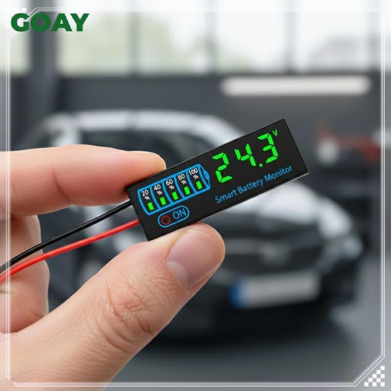 Indicador De Nível De Bateria De Madeira DC7-55V 12V 24V Placa De Voltímetro Digital Testador De Carregamento Preciso Pa