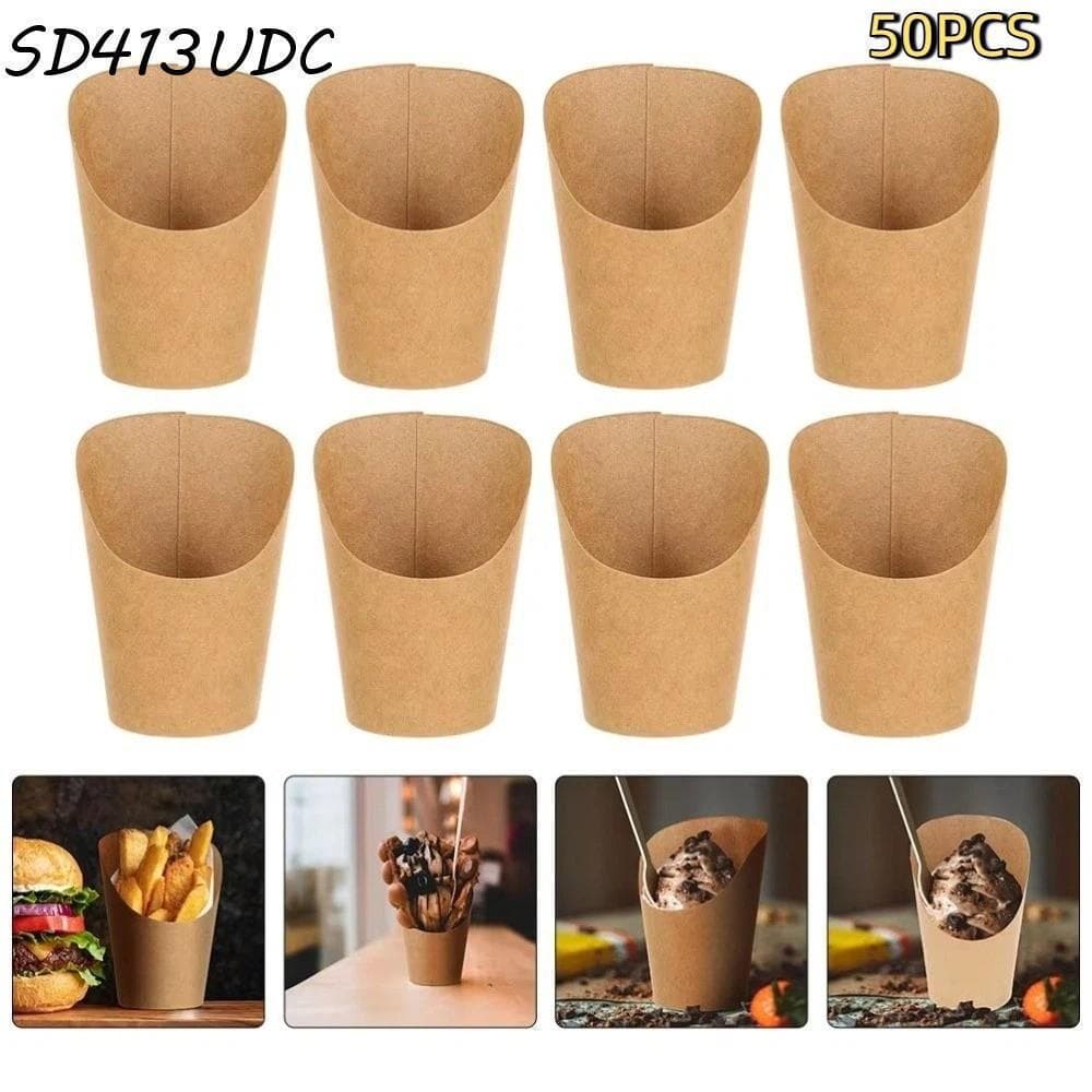 SUNDANCE Copo Descartável Para Fritar Francês , 50 Peças , De Papel Ecológico À Prova De Óleo Waffle De Ovo , D'água