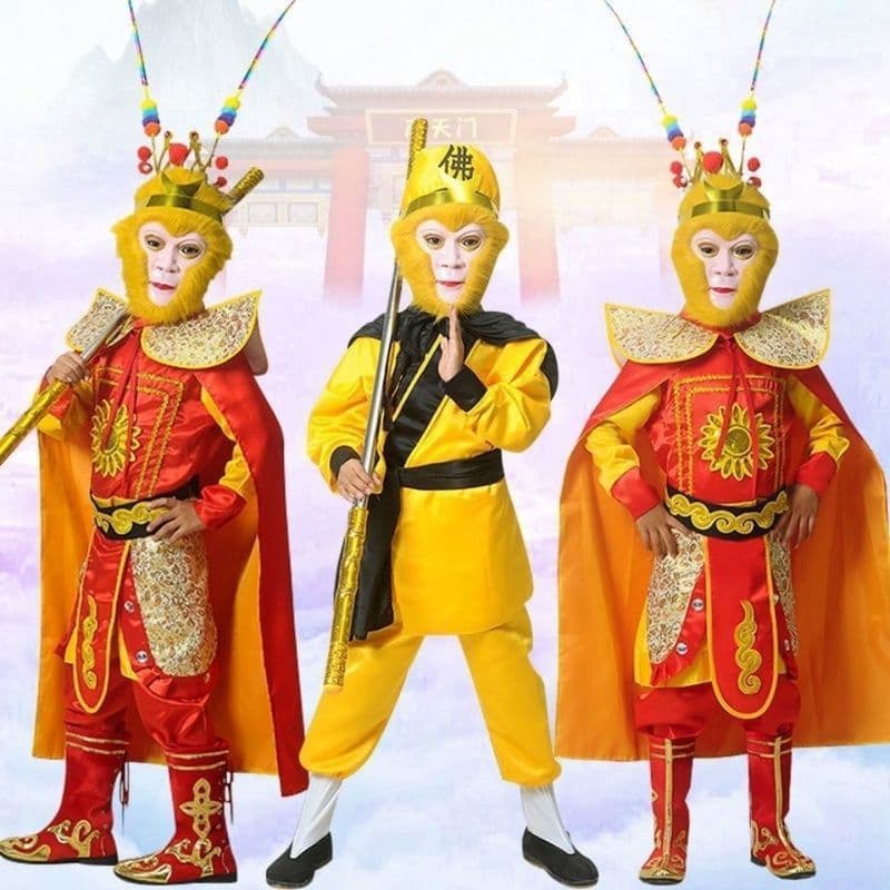Macaco rei traje crianças macaco rei macaco rei cos roupas conjunto completo viagem para o oeste macaco desempenho traje