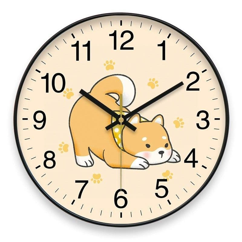 Filhote de cachorro dos desenhos animados bonito relógio de parede sala estar relógio quartzo simples moda mudo relógio