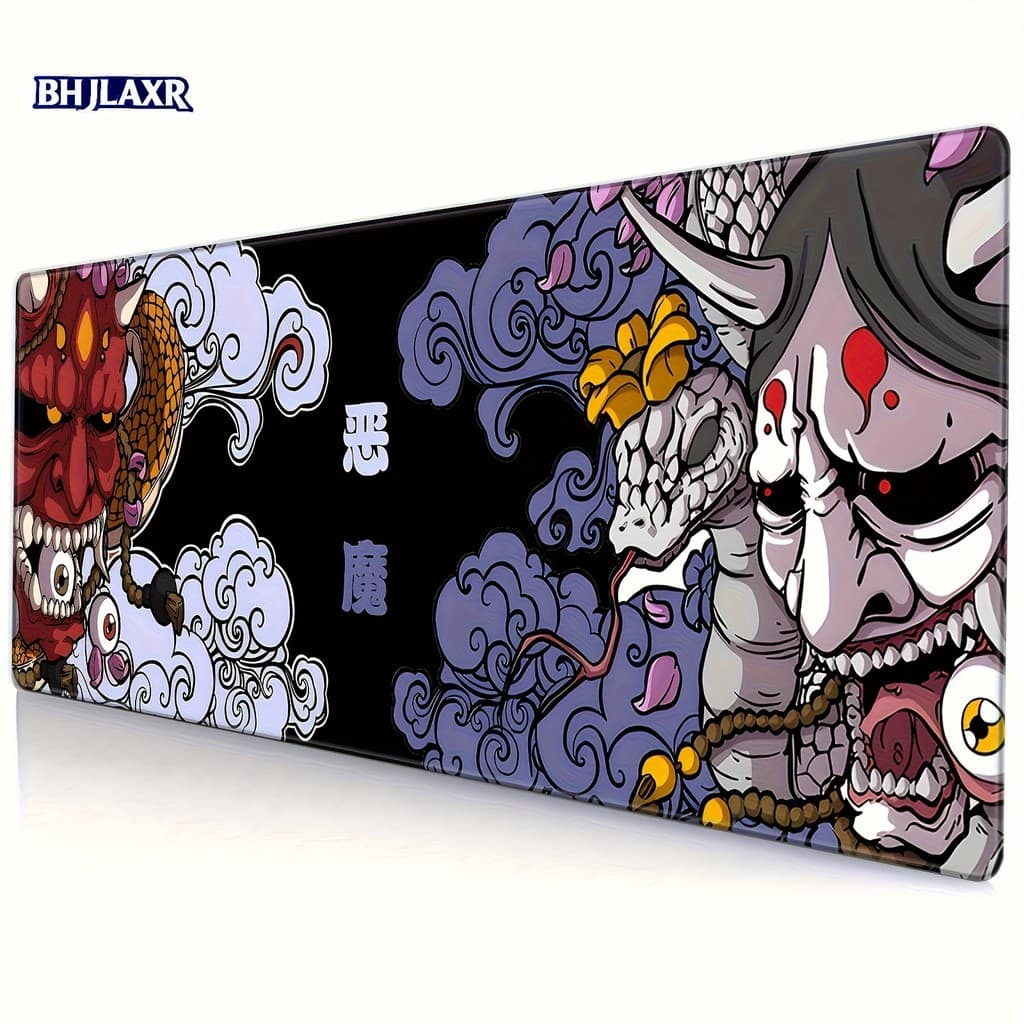 Hannya Máscara Anime Gaming Mouse Pad Borda Costurada Anti Deslizamento Base De Borracha À Prova Dwaterproof Água Tapete