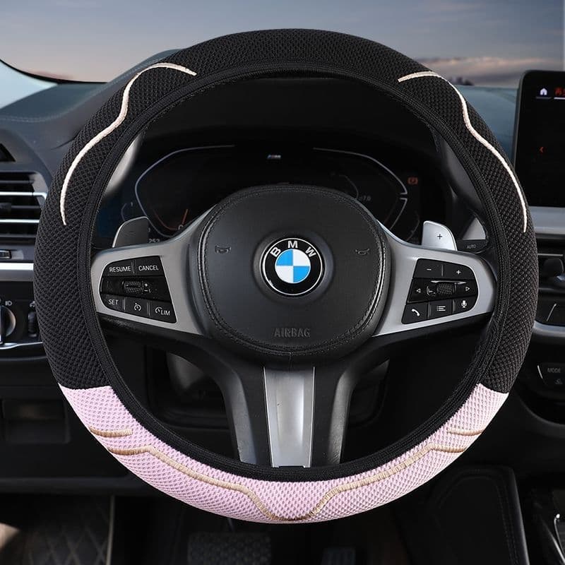 Capa de Volante de Carro com Desenho Animado para Meninas, Respirável, Absorvente de Suor, Elástica, Adequada para Todas