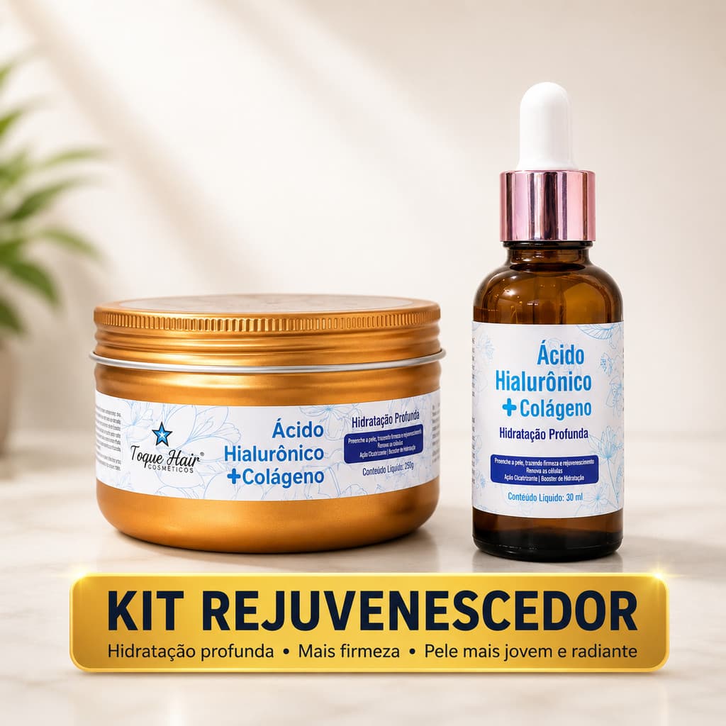 Kit Anti Idade Serum + Creme de Ácido Hialurônico com Colágeno Rejuvenesce e Firma a Pele