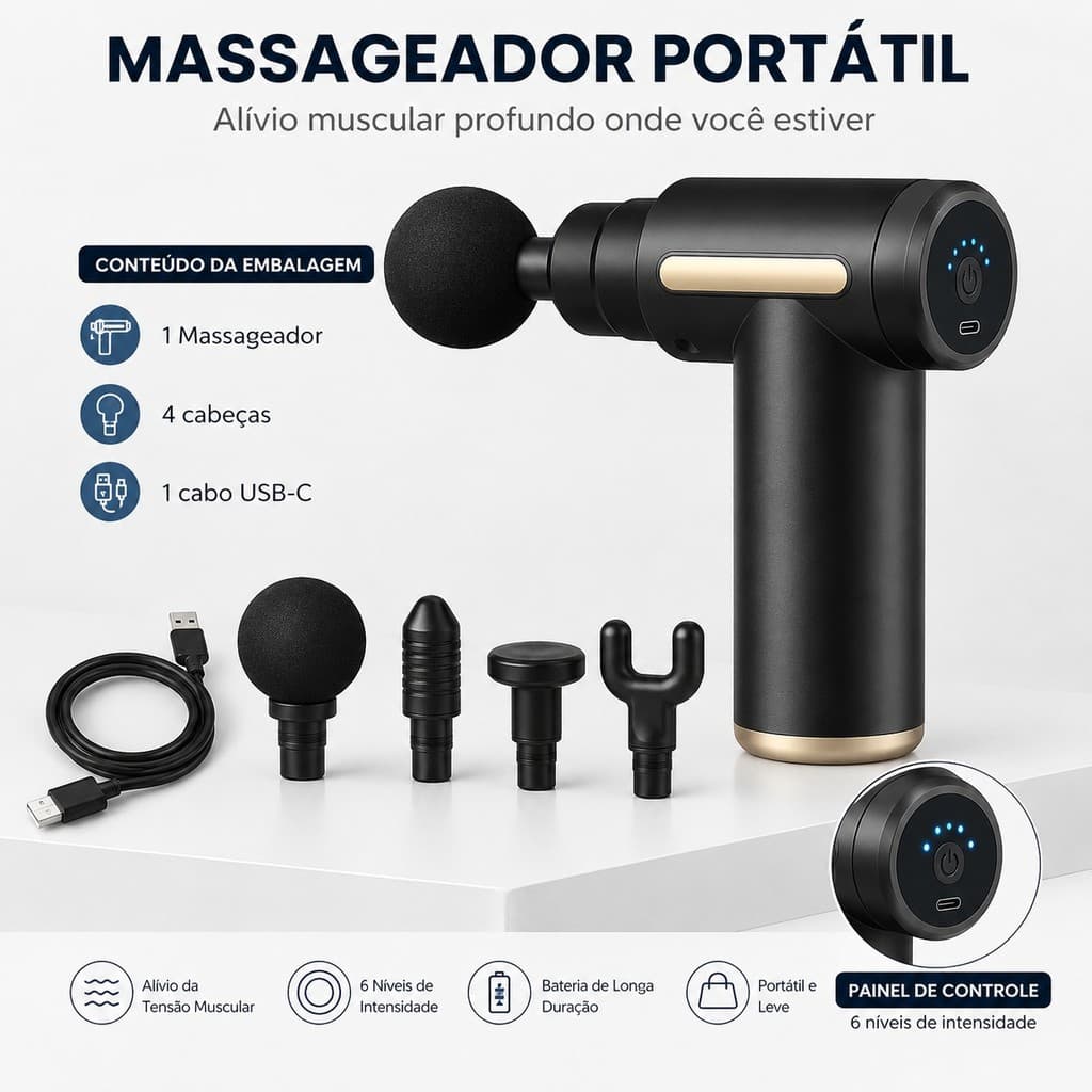 Massageador Elétrico Alta Frequência Profissional Muscular Massagem