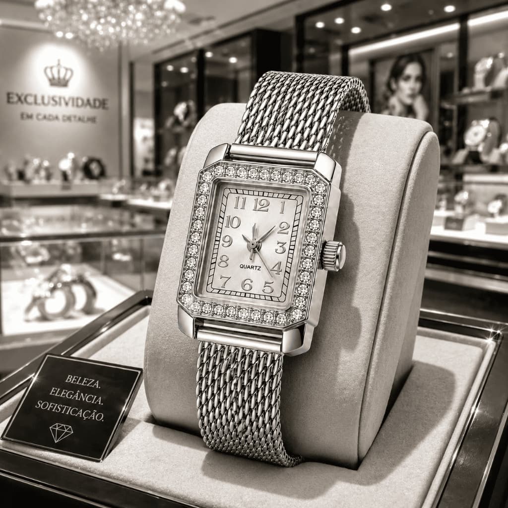 Relógio Feminino Luxo Cravejado Pedras Dourado Prata Elegante Fino Social Festa Madrinha Formatura Delicado
