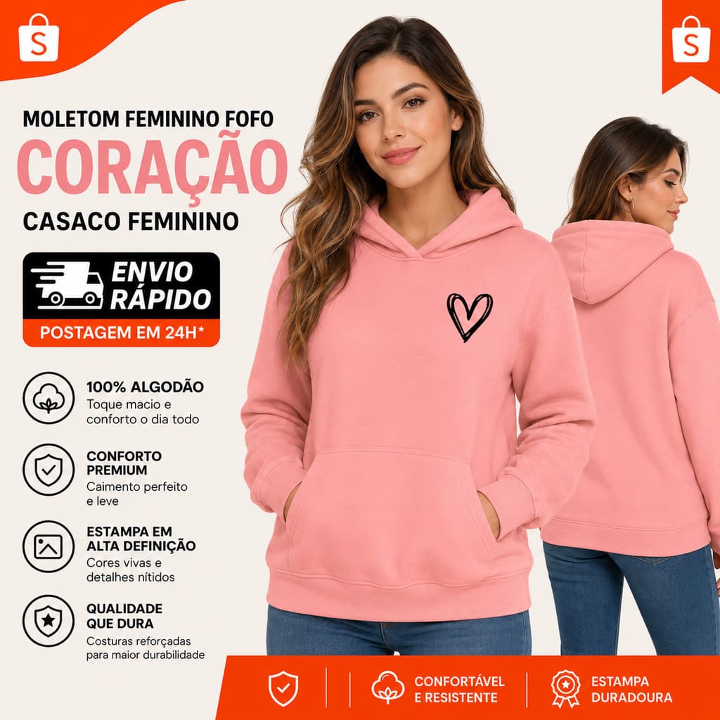 Moletom Feminino Fofo Moletom De Cora莽茫o Feminino Casaco Feminino