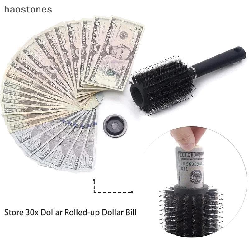 Escova De Cabelo Pente Desvio Stash Seguro Compartimento Escondido Dinheiro Jóias Caixa Secreta Perfeita Para Viagens Ca