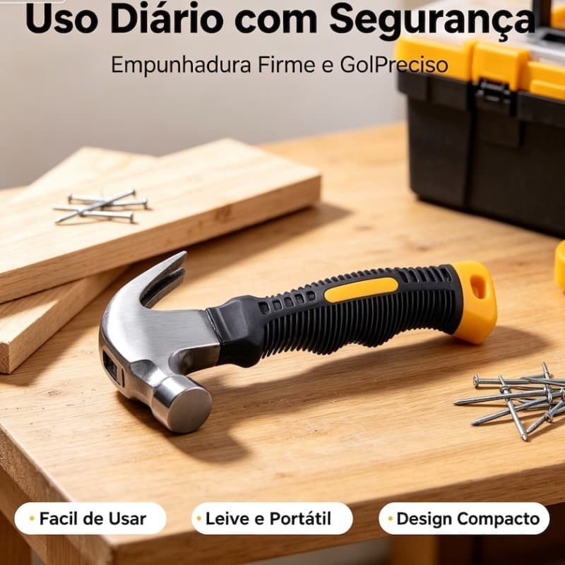 Martelo Mini Unha Cabeça Quadrada Cabo Plástico Antiderrapante Modelo Novo