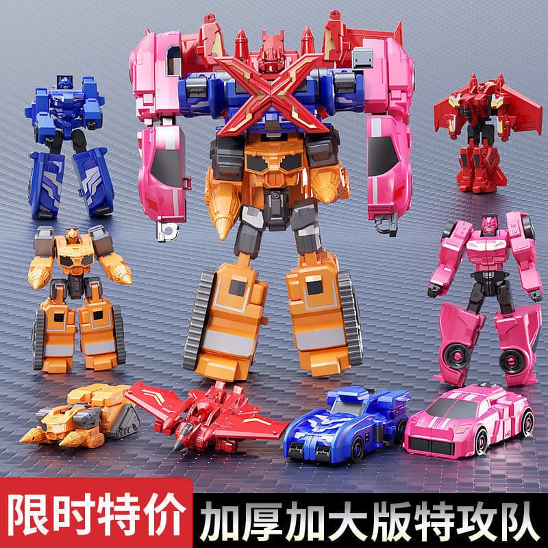 Brinquedos da equipe de agentes especiais Mini-man 2 robôs transformadores x menino Ford carro King Kong quatro configur