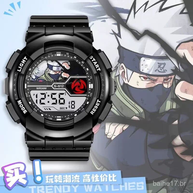 Relógio popular do Naruto, acessório com tema de anime, despertador, relógio eletrônico à prova d'água e resistente a im