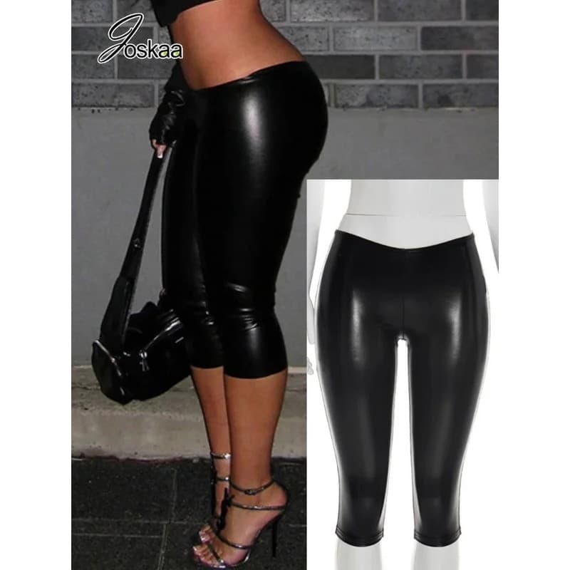 Calças Capri Femininas Joskaa Casuais, Versáteis, com Efeito Bronzeado, Cintura Baixa, Ajuste Slim, Calças Cropped da Mo