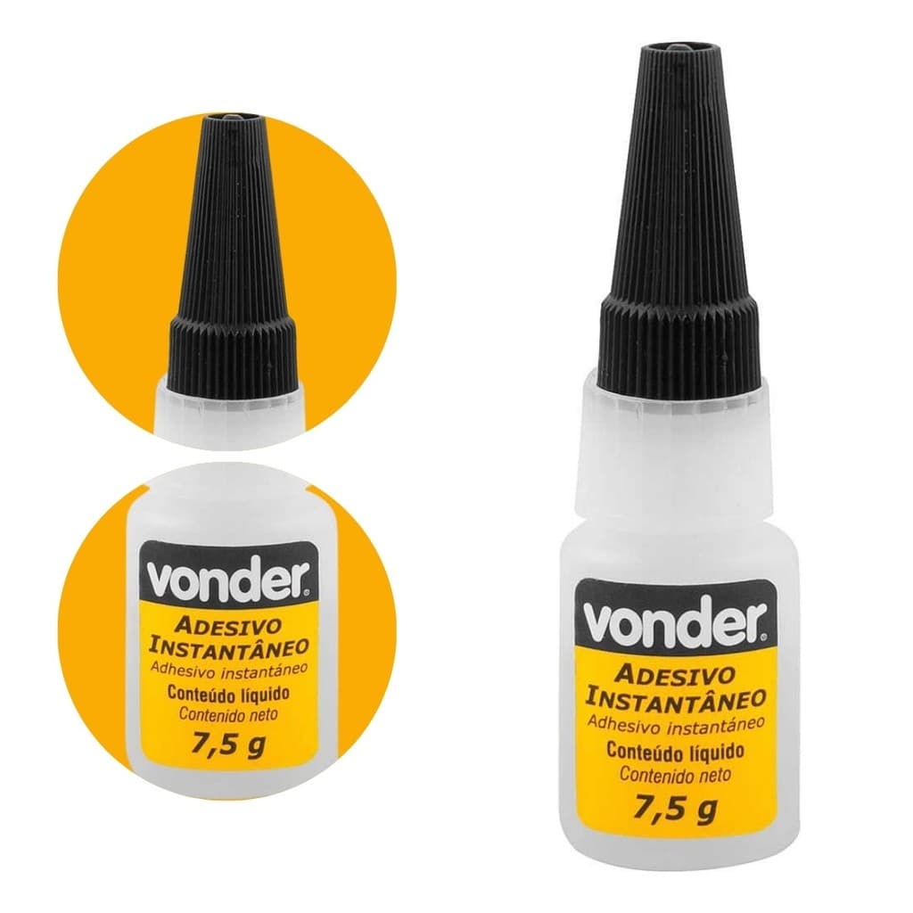 Cola Instantânea Vonder 7,5g Transparente Para Todos Materiais Madeira Vidro Plástico E Papel