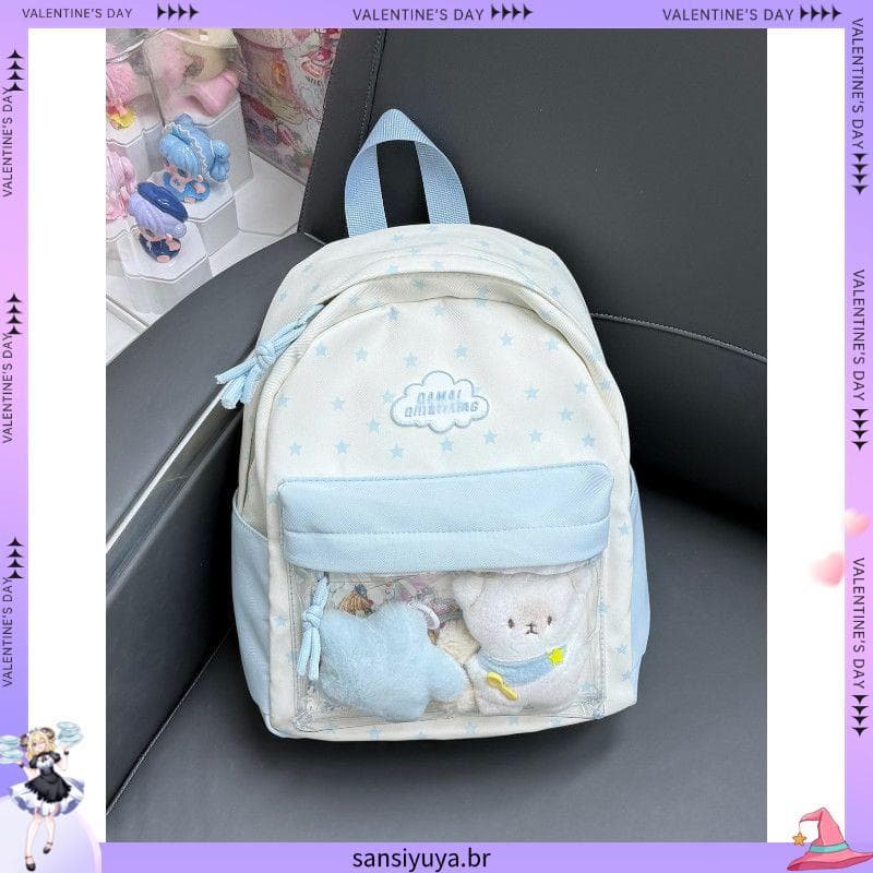 1191 pessoas coleção mochila feminina coreana estudante júnior escola secundária bidimensional vale dor saco estrela Min
