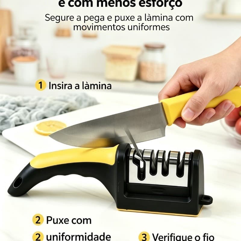 Afiador Multifuncional Manual para Afiar Facas de Cozinha