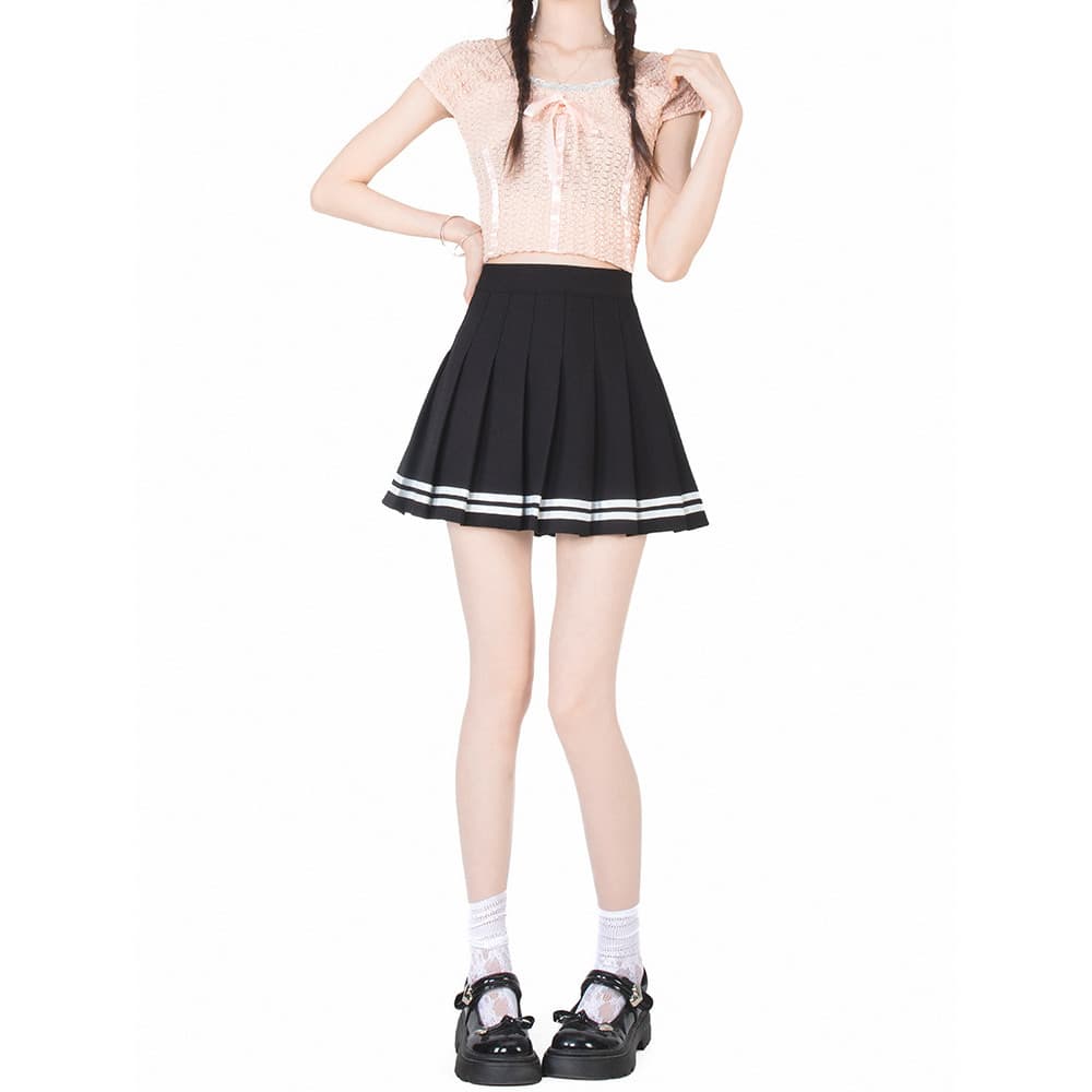 Vintage Coreano Retalhos Harajuku JK Gótico Punk Cintura Alta Preto Plissado Mini Saia Feminina Streetwear Casual