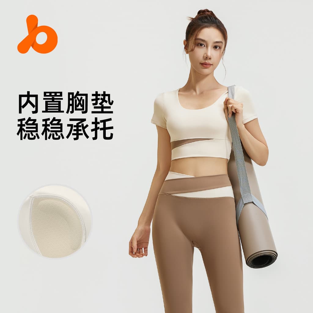 Conjunto de yoga de alta elasticidade com blocos de cor, conjunto de fitness de verão para emagrecimento, conjunto espor