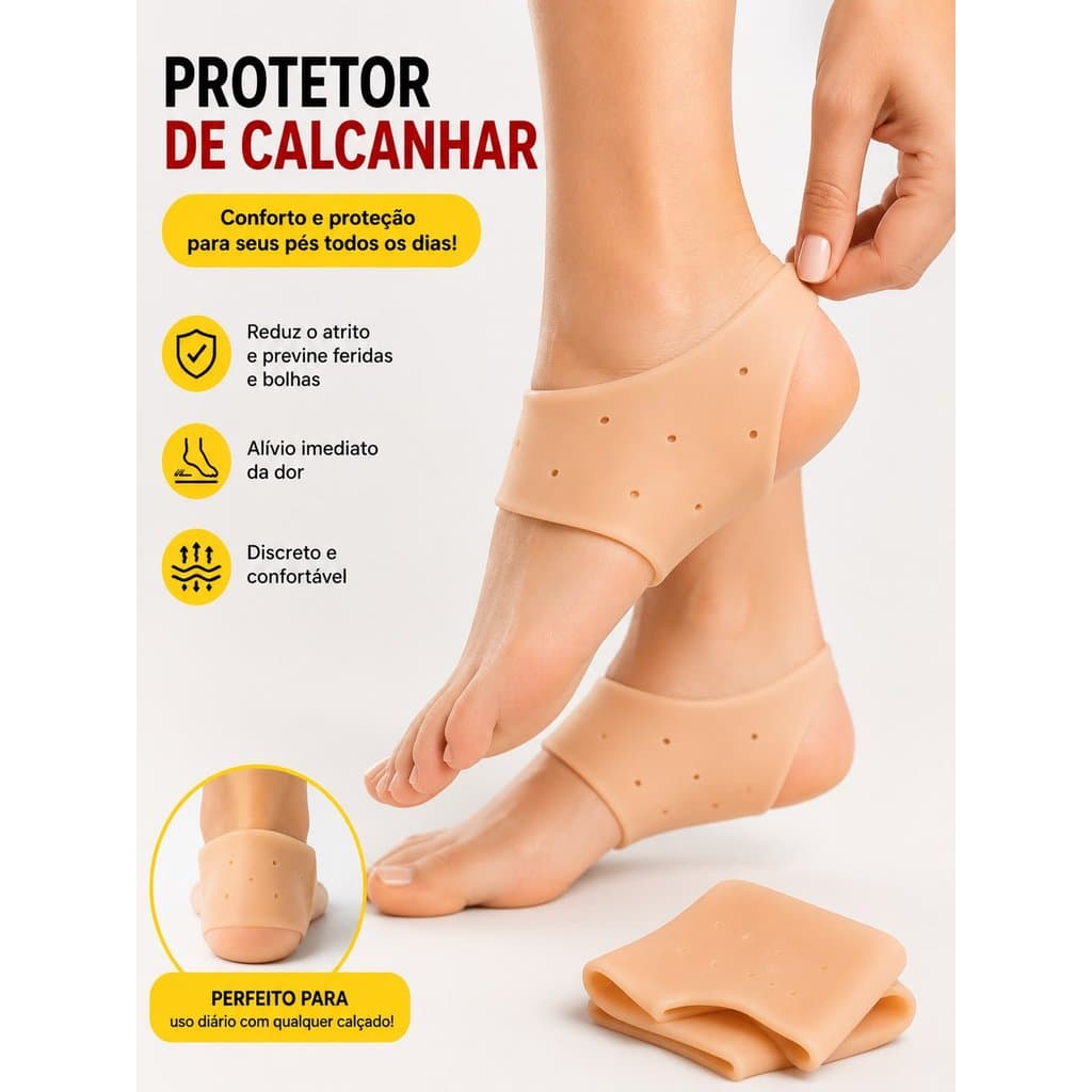 Par Meia Palmilha Silicone Gel Ortopédica Calcanhar Esporão Cor Da Pele