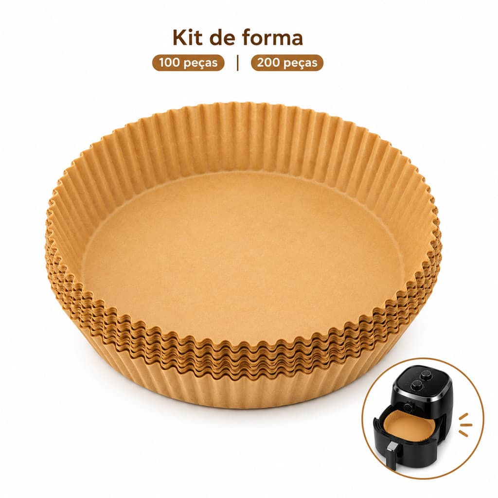 Kit Forma para Air Fryer Papel Manteiga Redonda Descartável Antiaderente Forro Protetor Assadeira 50 100 150 200