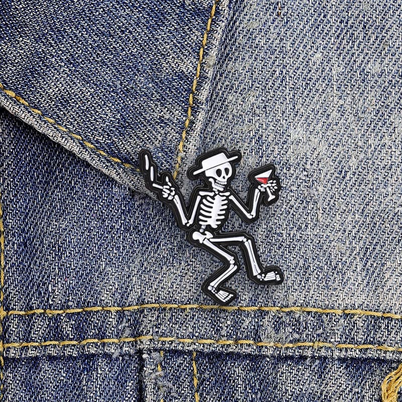 Retro Americano Escuro Estilo Divertido Crânio Esmalte Broche Moda Acessórios De Roupas Mochila Crachá Jóias Presente
