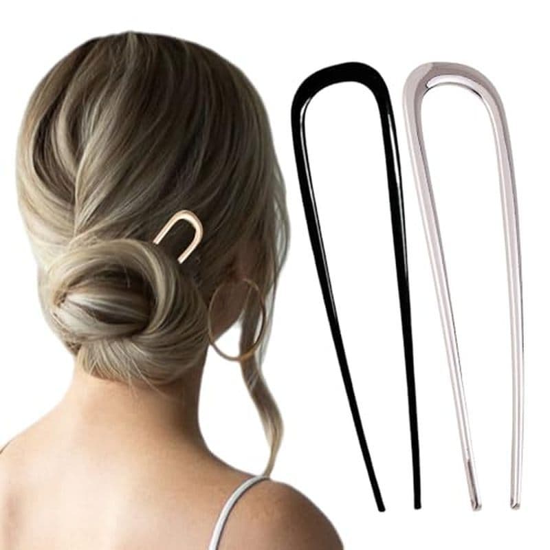 Alfinetes De Cabelo Franceses De Metal Para Mulheres , 2025 Garfos Torcidos , Bastões Vintage Em Forma De U , Penteado D