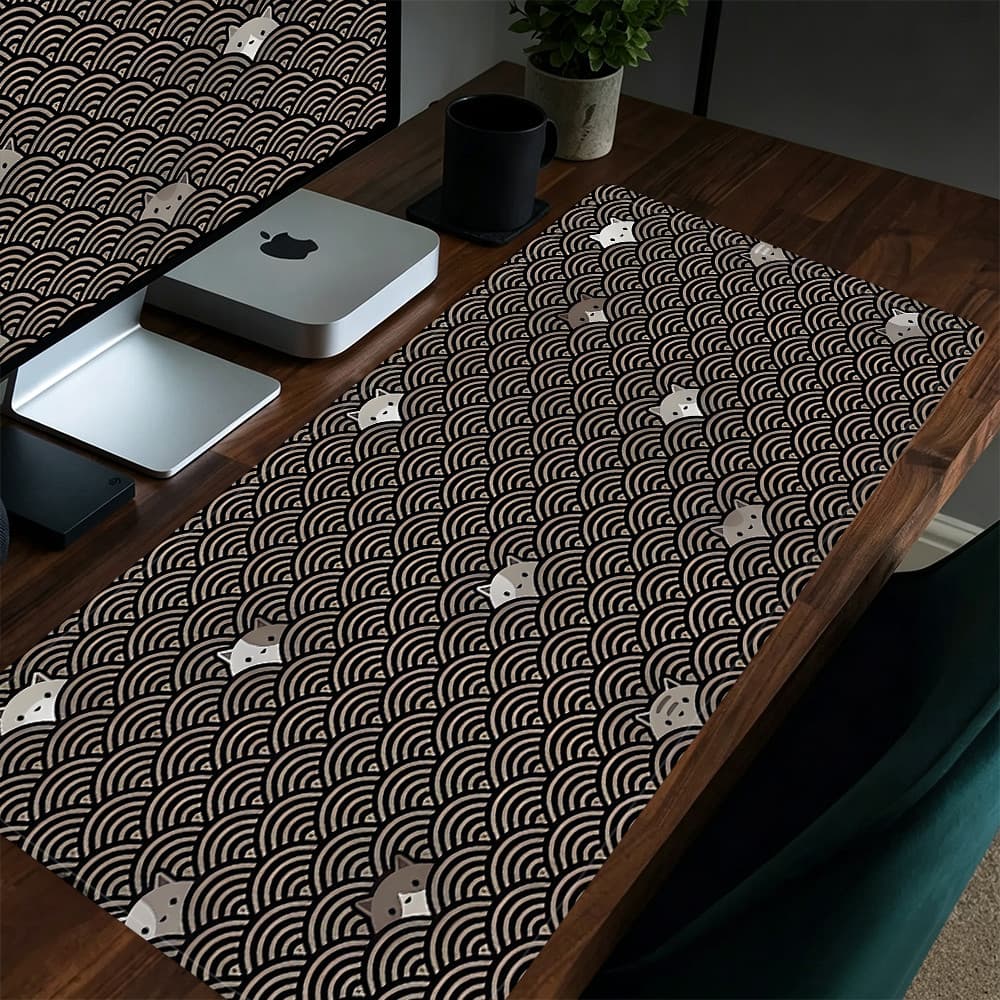 Grande Jogo Mouse Pad Antiderrapante 80X30 CM Impressões Personalizadas Mousepad Costurado Borda Gato Ondulação KK4