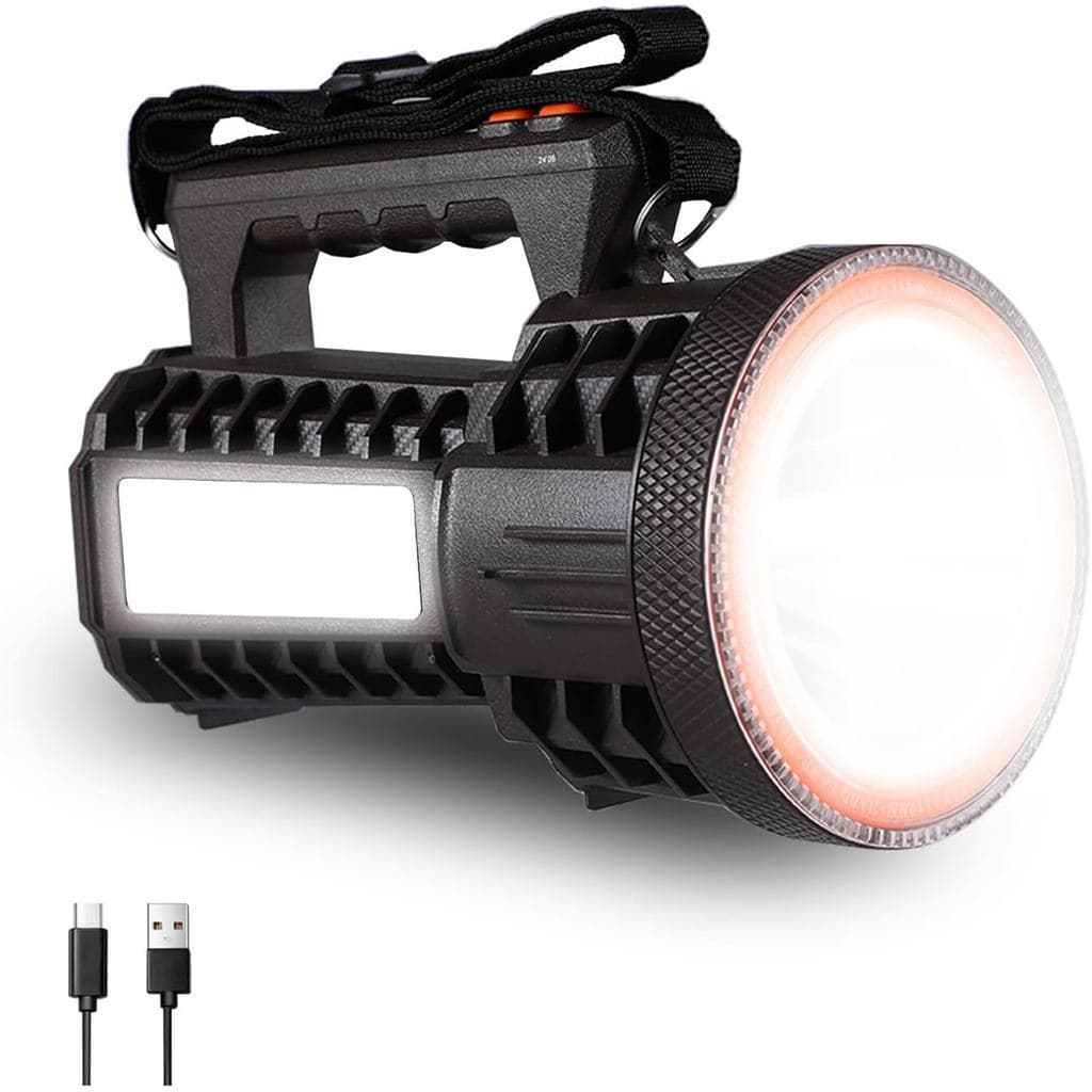 Lanterna LED Recarregável VAVOFO 2000LM, Essencial para Camping, Lanterna com Regulagem Contínua de Intensidade, Power B