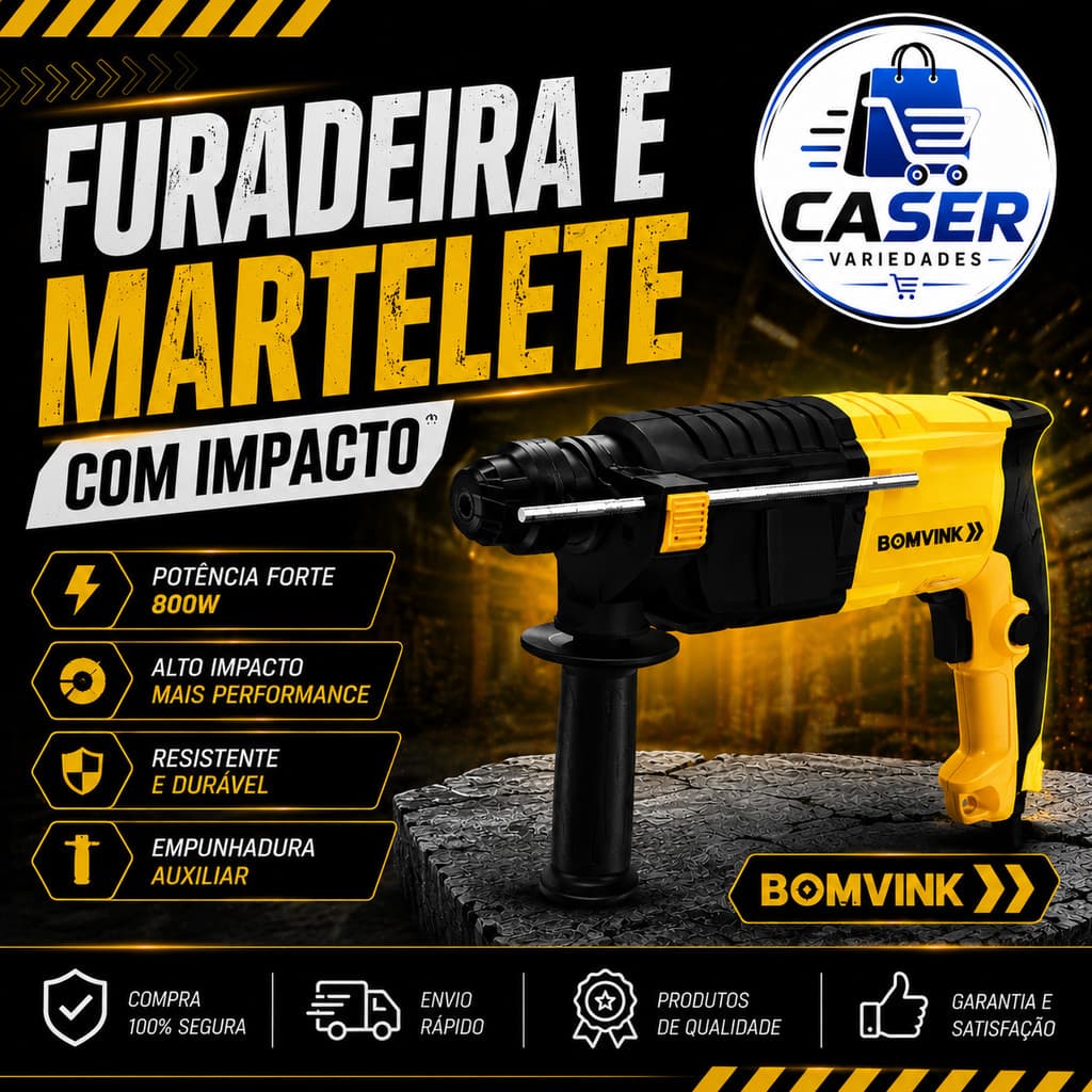 Furadeira e Martelete Com Impacto 800W 127V Bomvink