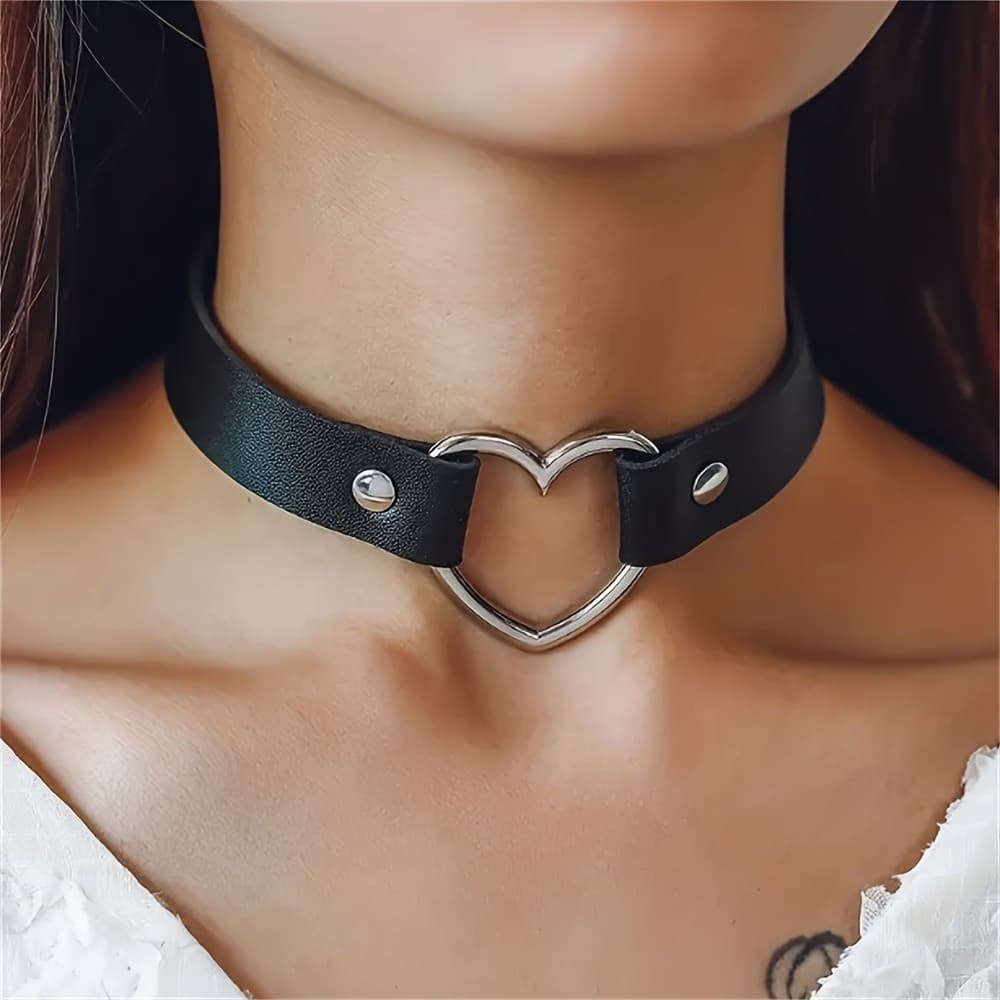 Colar de Coração em PU, Acessório Feminino 4299
