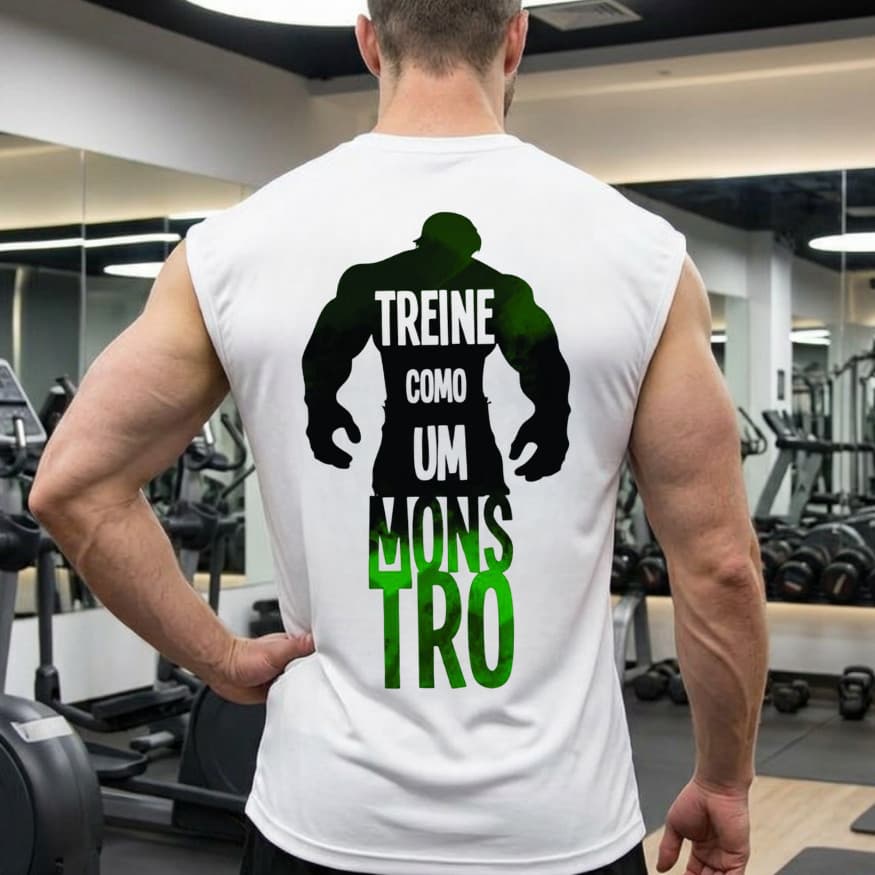 Regata Oversized Machão Masculina Confortavel Estampada Monstro Para Treino de Alta Qualidade Longline