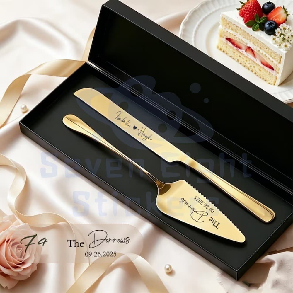 Conjunto De Corte De Bolo De Casamento Personalizado (2 Peças) | Lembrança De Aniversário Presente Dia Das Mães Do Festi