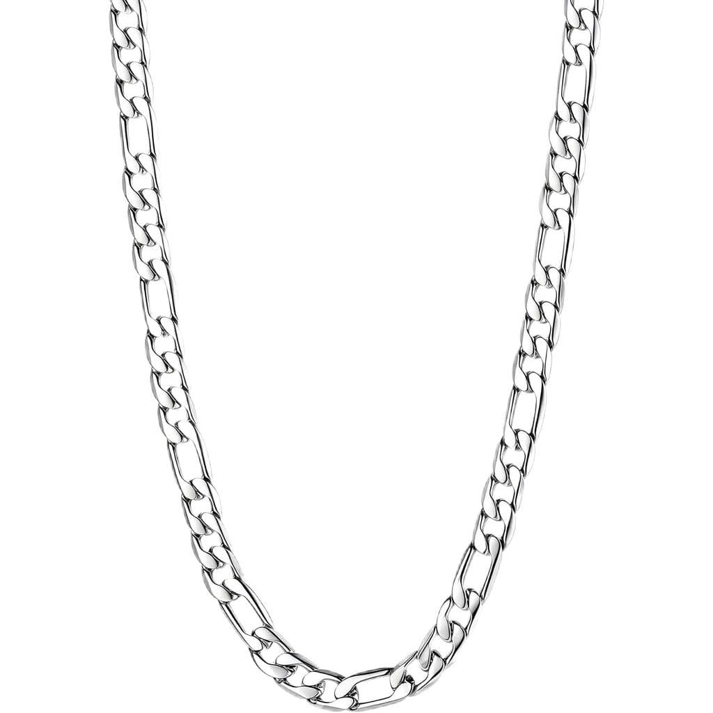 Colar de corrente Figaro em aço inoxidável prateado com corte de diamante de 5mm/7mm, joia para presente masculino 8OAZ
