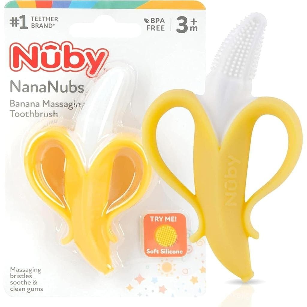Nuby Nananubs Mordedor Massageador de Banana – Brinquedos para Dentição de Bebês a Partir de 3 Meses, Mordedor de Silico