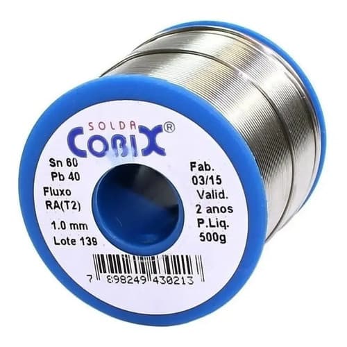 Solda Estanho 1mm Cobix 60x40 Rolo 500g Fluxo Ra Fio Liga Sn60 Pb40 Profissional Ferro Estação de Solda