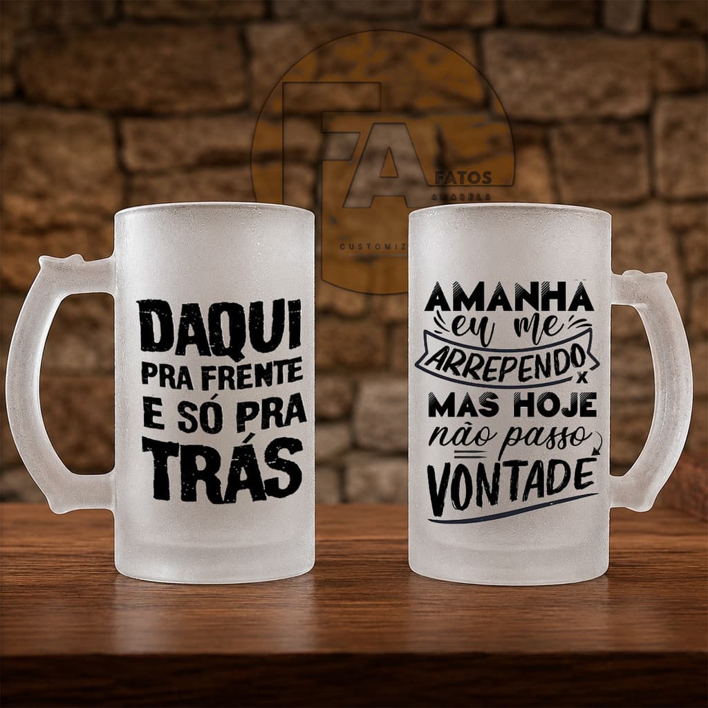 Caneca De Chopp De Vidro Fosco 475ml presente para Pais que amam  Cerveja frase daqui pra frente