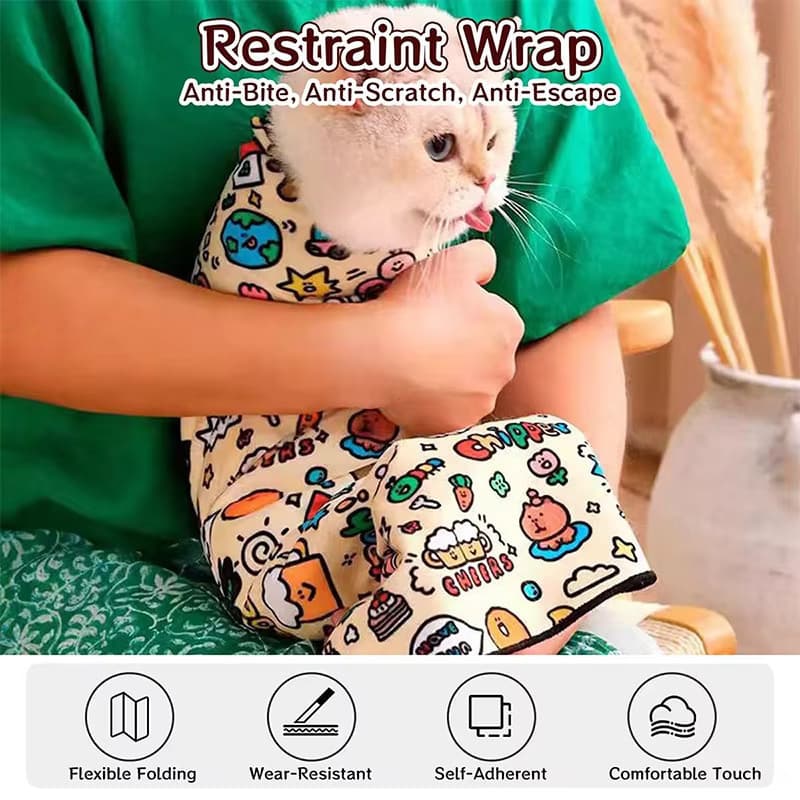 Pano multifuncional para gatos, anti-riscos e anti-fuga, toalha de contenção para animais de estimação, faixa de contenç