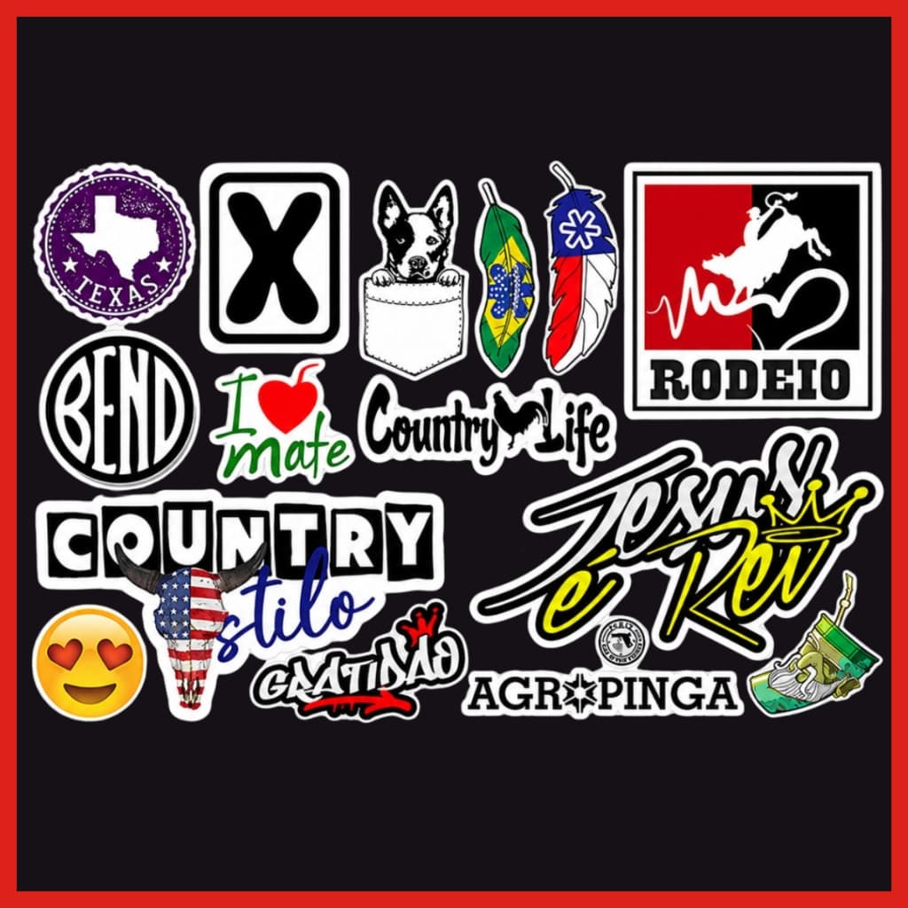 Cartela de Adesivos Agro Country em Vinil Brilho 30x20cm – Alta Qualidade e Fácil Aplicação Loja2801