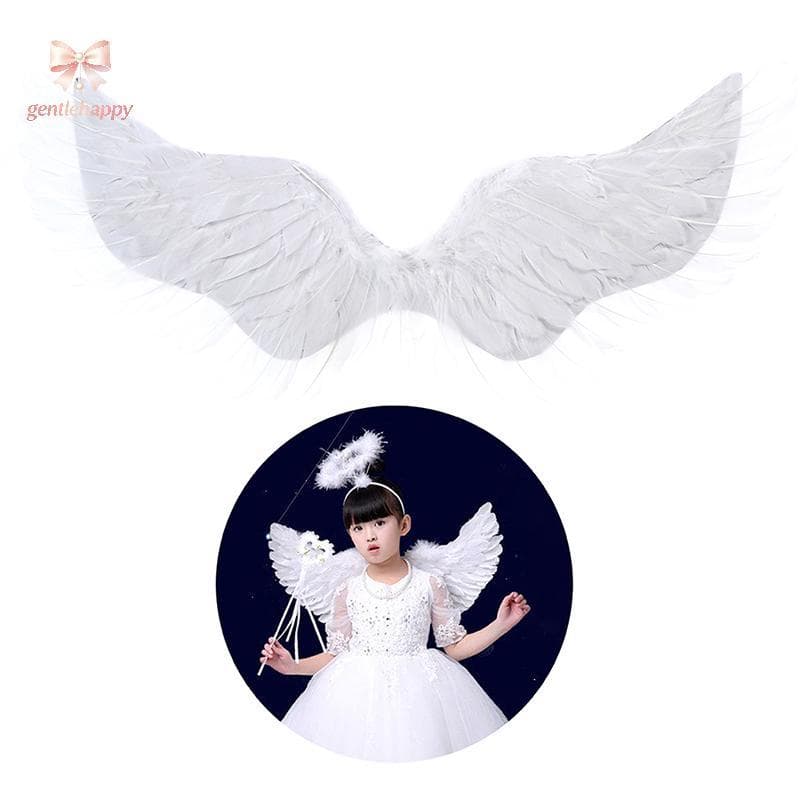 Gentlehappy Crianças Asas De Pena De Anjo Branco Forma De Andorinha Traje Tiras Elásticas Festa Evento Foto Adereços Dec