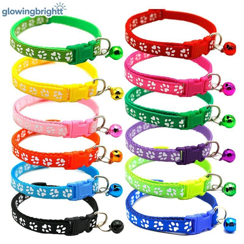 GLOWI Bonito Pata Impressão Sino Ajustável Coleira Para Animais De Estimação Gatos Pequeno Cachorro Gatinho Filhote De