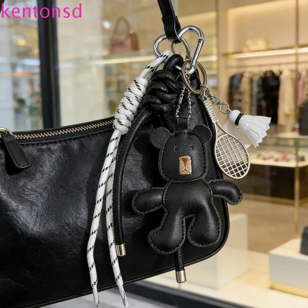 Chaveiro De Raquete De Urso KENTONSD , Pingente De Bolsa De Couro De Desenho Animado De Boa Sorte , Pequeno Saco Pendura