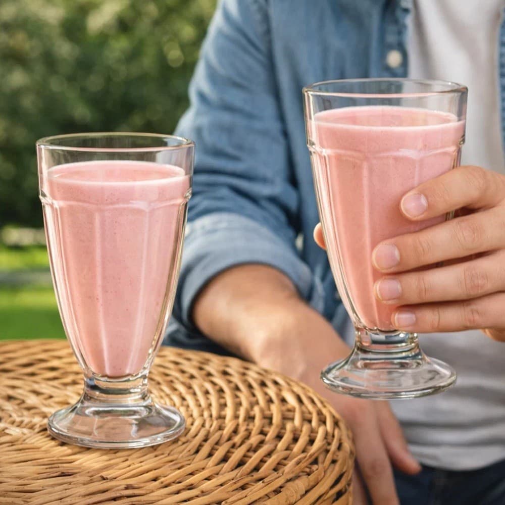 Conjunto 2 Taças de Vidro Drinks Sobremesa Milk Shake Bebida Copo Sorvete Coquetel Recipiente