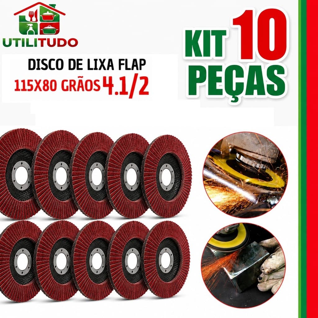 10 un Disco Lixa Flap 80 graos Para Madeira E Metal Esmerilhadeira